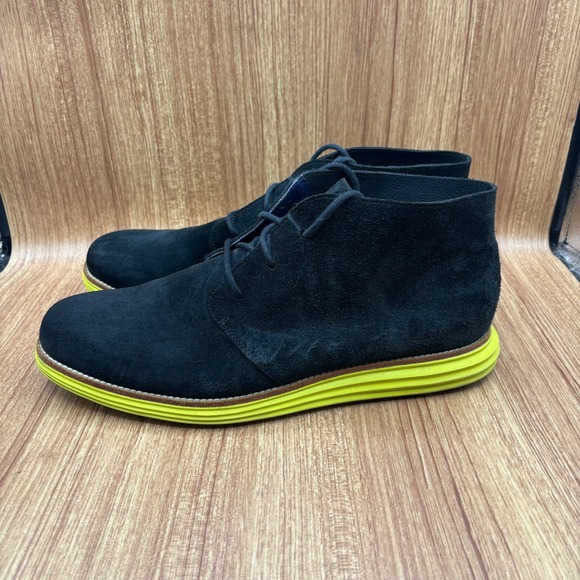 Cole Haan Lunargrand Chukka Black Mens Size 13‎ Suede Neon Yellow C11185 main image 4